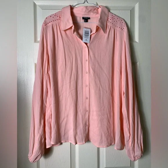 Torrid | Madison Washable Gauze Embroidered Long Sleeve Shirt - 2 - Picture 3 of 7